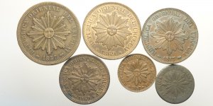 Uruguay, Lotto di 6 monete 1854-1869, ... 