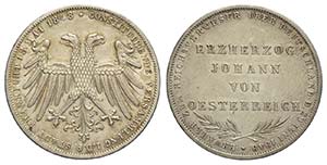 Germany, Frankfurt, 2 Gulden 1848, Ag mm 36 ... 