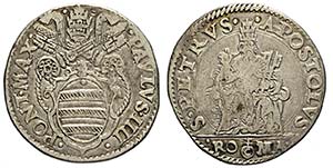 Roma, Paolo IV (1555-1559), Testone s.d., Ag ... 
