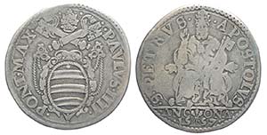 Ancona, Paolo IV, Testone 1557, Ag mm 30 g ... 