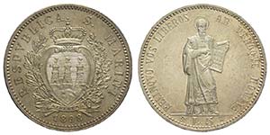 San Marino, Vecchia monetazione, 5 Lire ... 