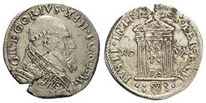 Roma, Gregorio XIII, Testone 1575, Rara Ag ... 