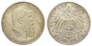 Germany, Bavaria, Otto, 5 Mark 1911 D, Ag mm ... 