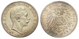 Germany, Prussia, Wilhelm II, 5 Mark 1900 A, ... 