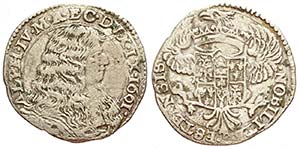 Modena, Alfonso IV dEste, Mezza Lira 1661, ... 