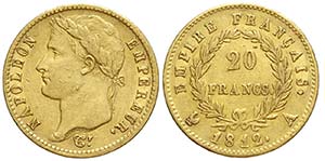 France, Napoleon I, 20 Francs 1812 A, Au mm ... 
