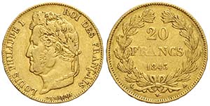 France, Louis Philippe I, 20 Francs 1843 A, ... 