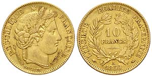 France, Second Republic, 10 Francs 1850 A, ... 