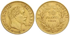 France, Napoleon III, 10 Francs 1868 A, Au ... 
