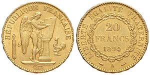 France, Third Republic, 20 Francs 1894 A, ... 