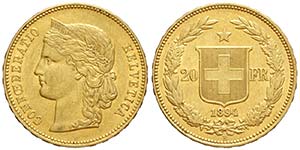 Switzerland, Confederation, 20 Francs 1894, ... 