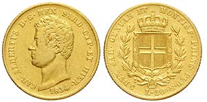 Savoia, Carlo Alberto, 20 Lire 1834 senza ... 