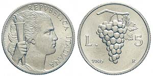 Repubblica Italiana, Monetazione in Lire, 5 ... 