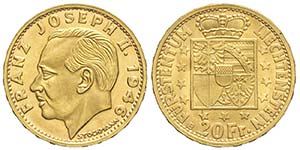 Liechtenstein, Franz Josef II, 20 Franken ... 