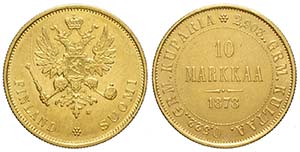 Finland, Alexander II, 10 Markkaa 1878, Au ... 