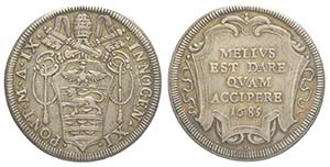 Roma, Innocenzo XI, Testone 1685, Ag mm 32 g ... 