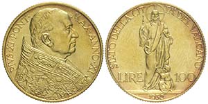 Roma, Pio XI, 100 Lire 1932, Rara Au mm 23,5 ... 