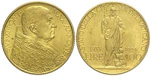Roma, Pio XI, 100 Lire 1933-1934, Au mm 23,5 ... 