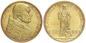 Roma, Pio XI, 100 Lire 1936, Rara Au mm 20,7 ... 