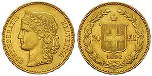 Switzerland, Confederation, 20 Francs 1896, ... 
