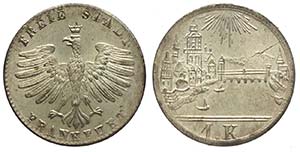 Germany, Frankfurt, Kreuzer nd (1839), Mi mm ... 