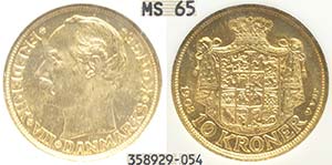 Denmark, Frederik VII, 10 Kroner 1908, Au g ... 