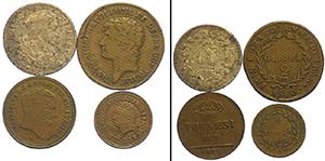 Napoli, Lotto di 4 monete: 2 Tornesi 1826 ... 