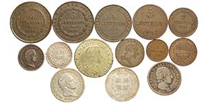 Savoia, Lotto di 14 monete, segnaliamo: 50 ... 