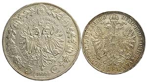 Lotto di 2 monete : Austria 5 Corona 1909 ... 