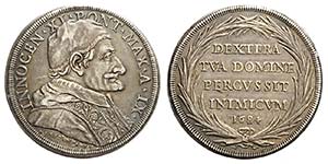 Roma, Innocenzo XI, Piastra 1684 anno IX, Ag ... 