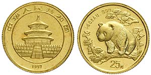 China, Republic, 25 Yuan 1997 1/4 Oz, Au mm ... 