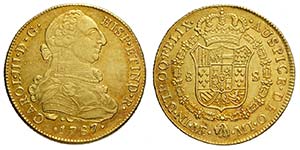 Perù, Charles III, 8 Escudos 1787-MI, Au mm ... 
