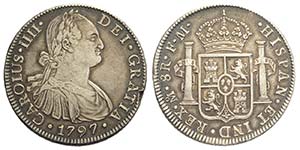 Mexico, Charles IV, 8 Reales 1797-FM, Ag mm ... 
