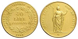 Milano, Governo Provvisorio, 40 Lire 1848, ... 