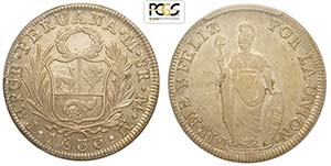 Perù, Republic, 8 Reales 1833-MM Lima, Ag, ... 