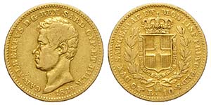 Savoia, Carlo Alberto, 10 Lire 1839, RR Au ... 