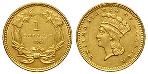 United States of America, Dollar 1861, Au mm ... 