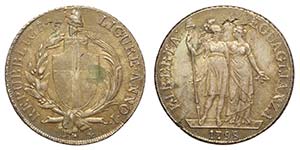 Genova, Repubblica Ligure, 4 Lire 1798, Rara ... 