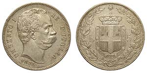 Regno dItalia, Umberto I, 5 Lire 1878, RR ... 