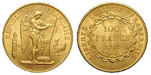 France, Republic, 100 Francs 1912-A, Au mm ... 