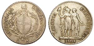 Genova, Repubblica Ligure, 8 Lire 1804, Rara ... 