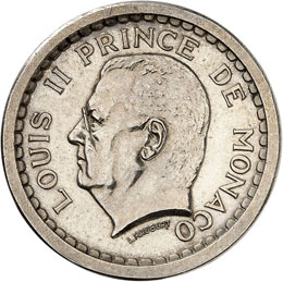 Louis II (1922-1949). 2 francs non ... 