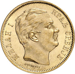 Milan Ier (1882-1889). 10 dinara ... 