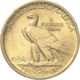 10 dollars Indien 1907 « No Motto ... 