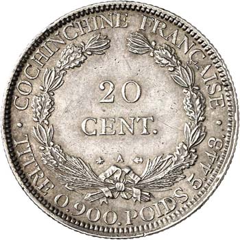 Cochinchine. 20 centimes 1879, ... 