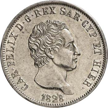 Charles-Felix (1821-1831). 5 lire ... 