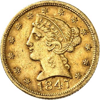 5 dollars Liberté 1847, ... 