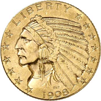 5 dollars Indien 1908, Denver. - ... 