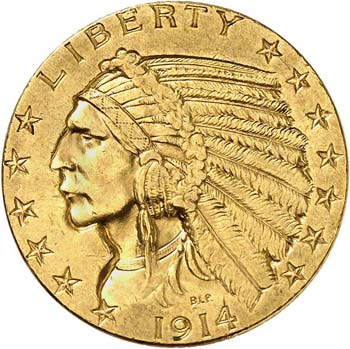 5 dollars Indien 1914, Denver. - ... 