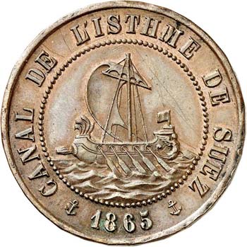 Canal de Suez. 5 francs 1865, Ch. ... 